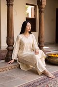 Yellow Chanderi Chikankari Kurta Set