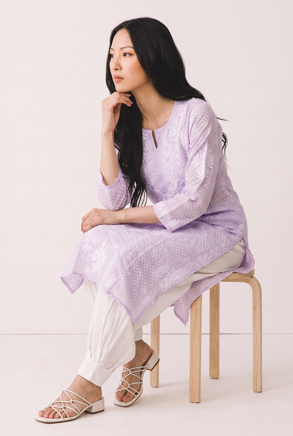 Hand Chikankari Brasso Cotton Kurti