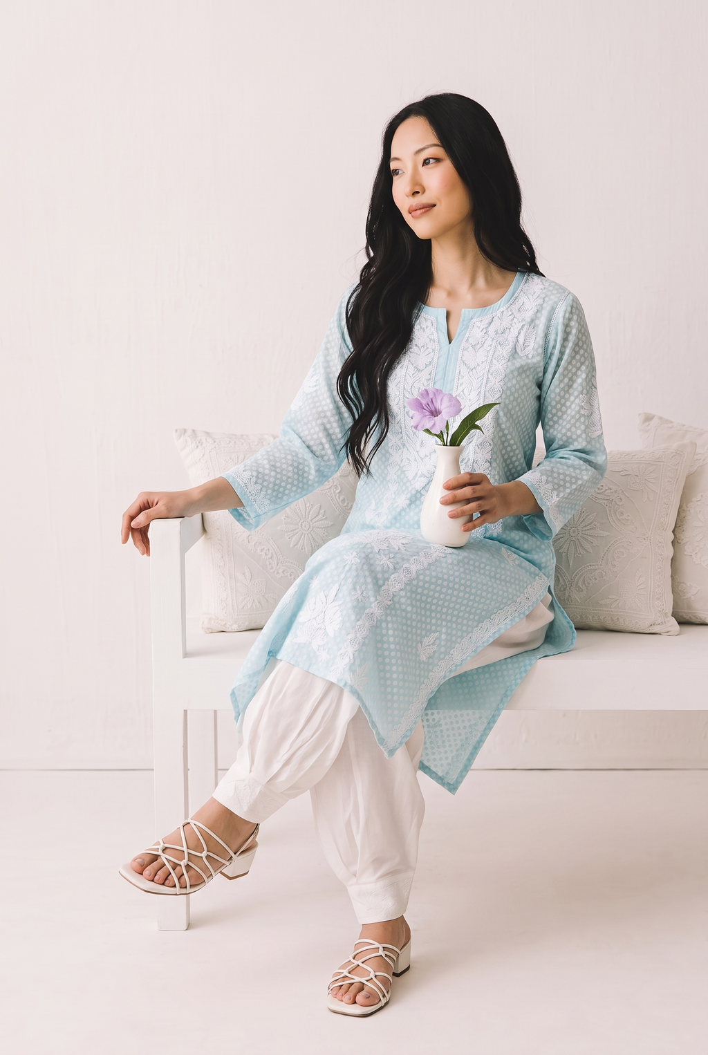 Hand Chikankari Brasso Cotton Kurti