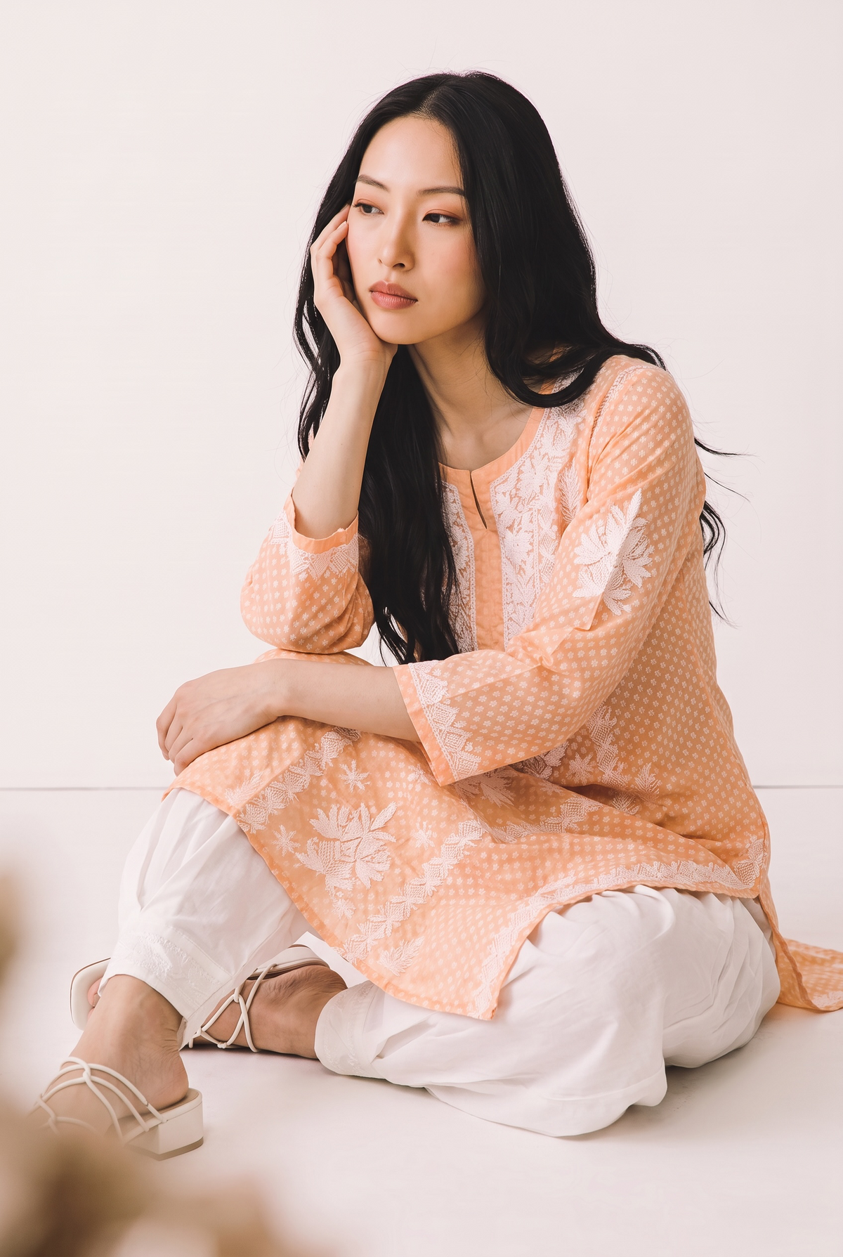 Hand Chikankari Brasso Cotton Kurti