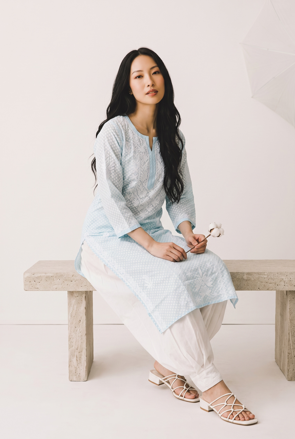 Hand Chikankari Brasso Cotton Kurti