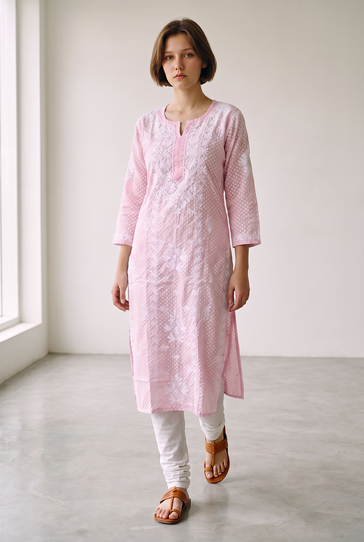Hand Chikankari Brasso Cotton Kurti