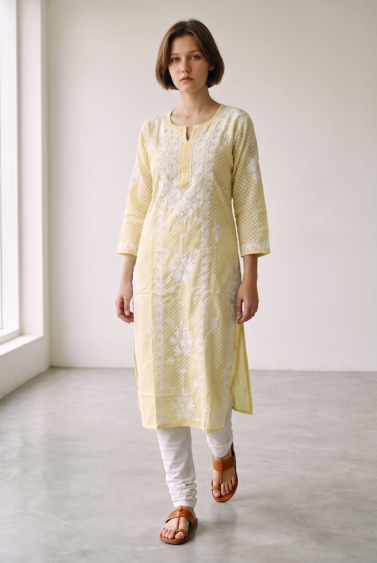 Hand Chikankari Brasso Cotton Kurti
