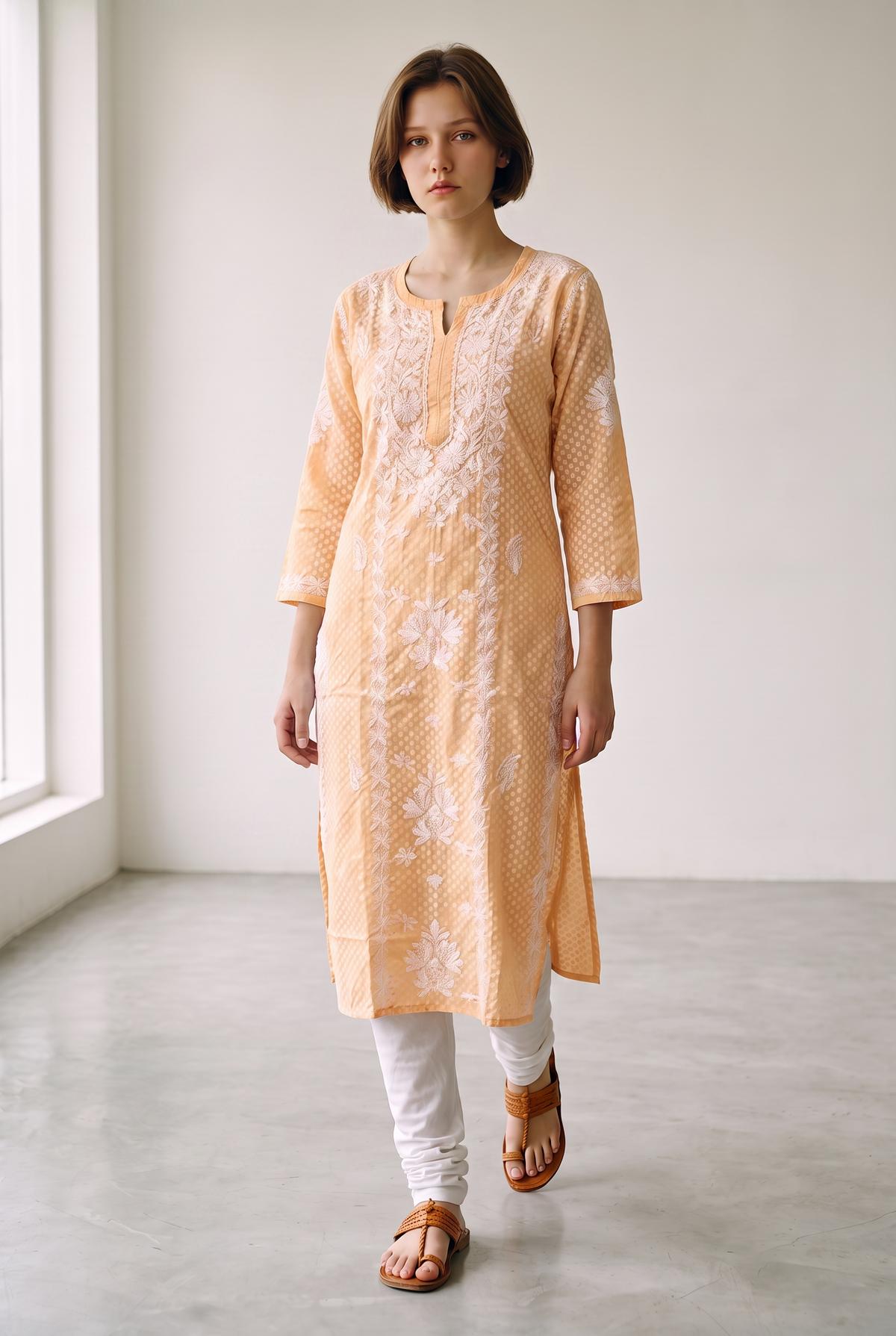 Hand Chikankari Brasso Cotton Kurti