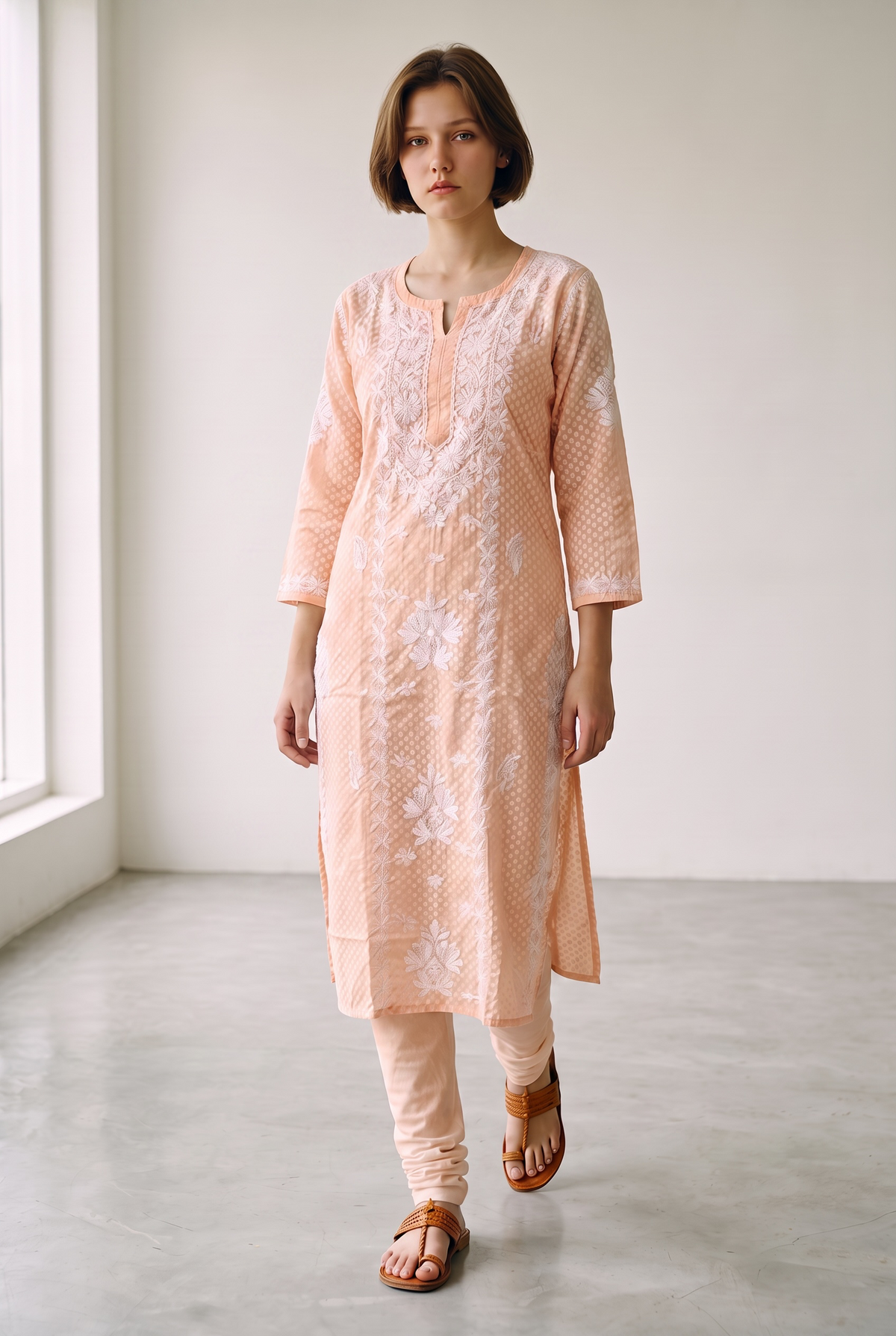 Hand Chikankari Brasso Cotton Kurti