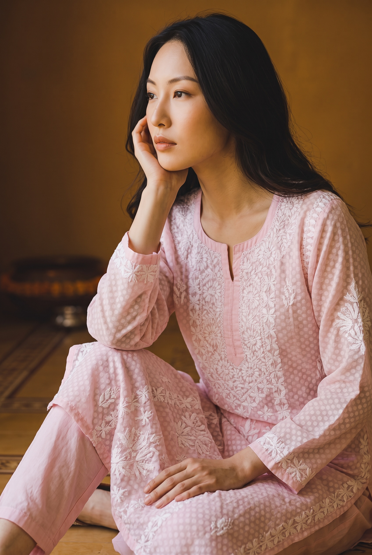 Hand Chikankari Brasso Cotton Kurti
