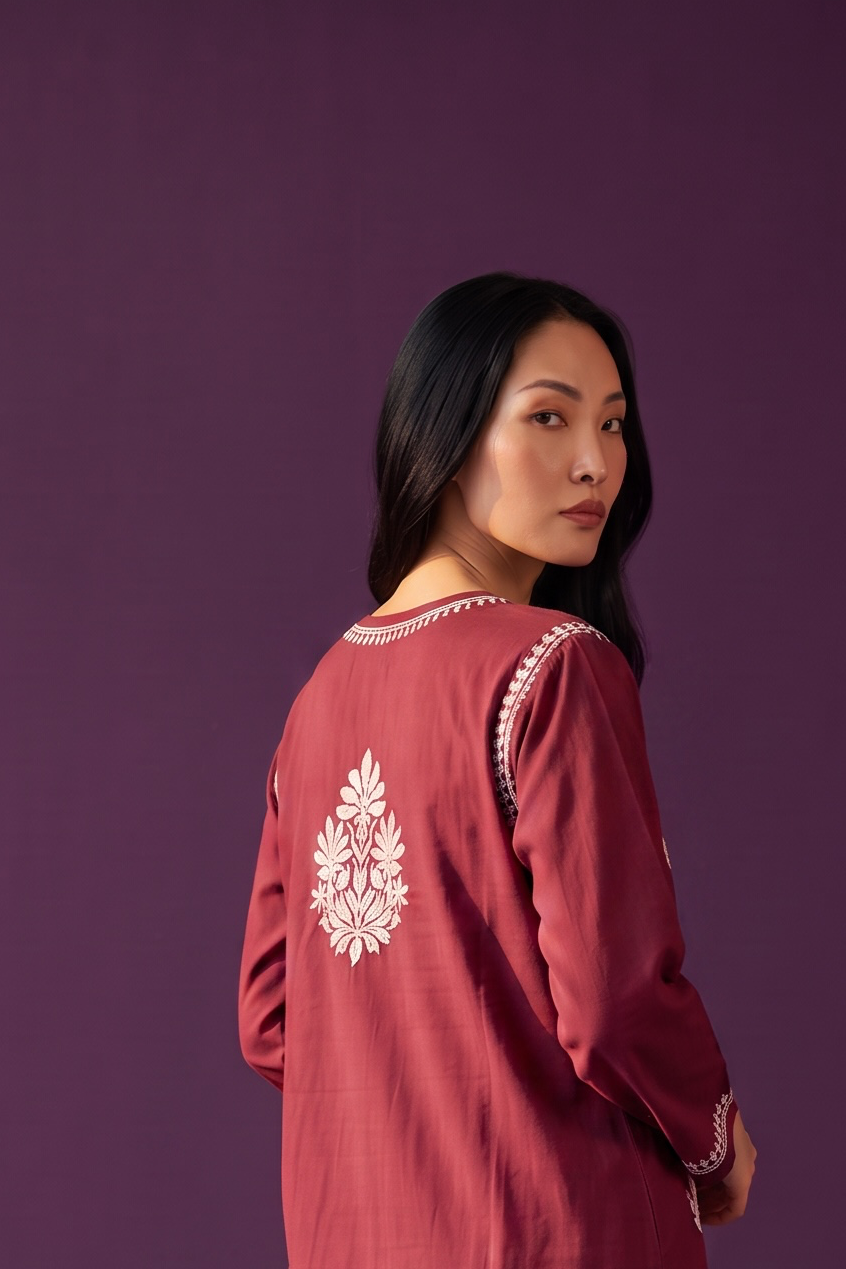 Hand Chikankari Rayon Kurta Palazzo Set