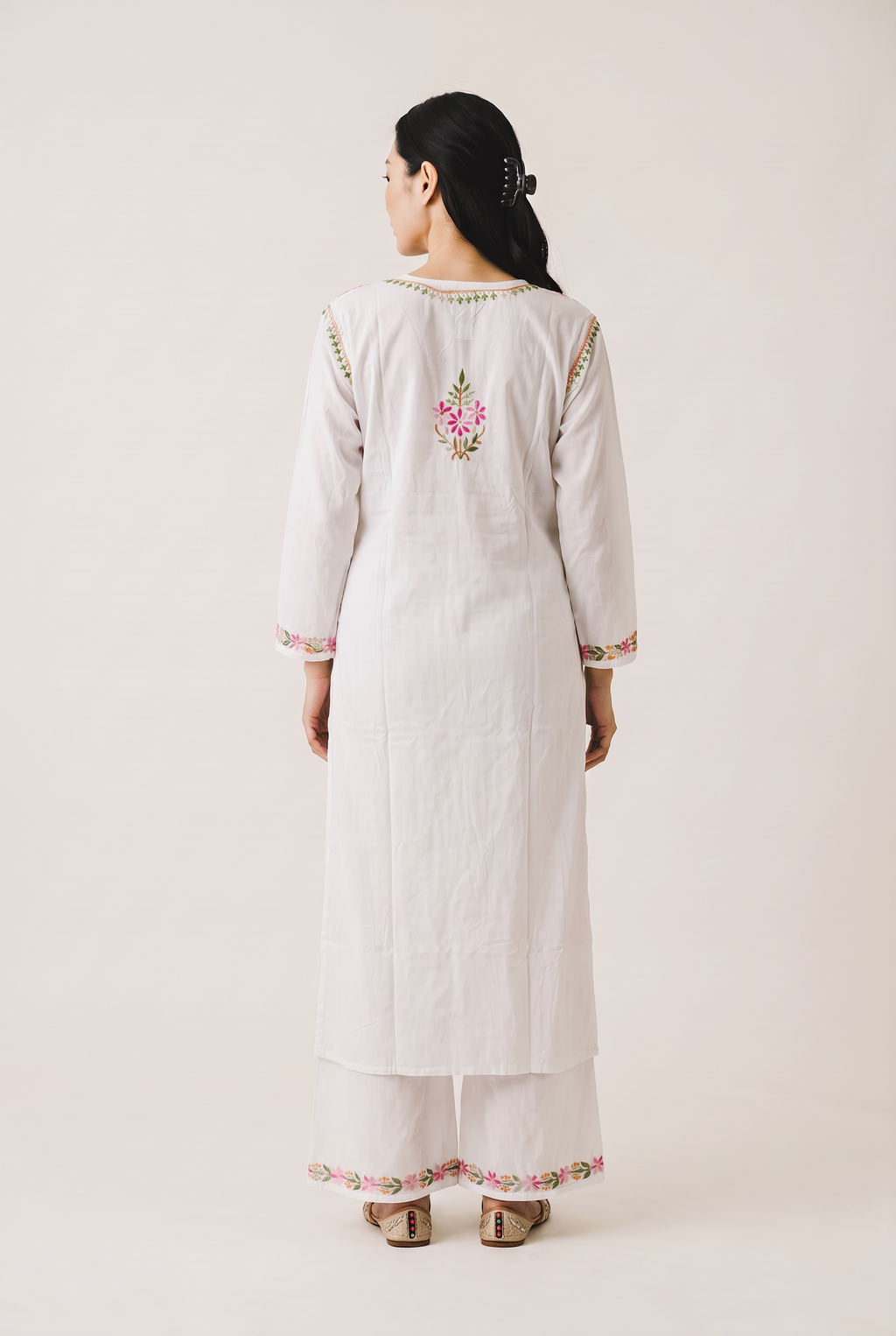 Gulnaar Premium Rayon Hand Chikankari Kurta Palazzo Set