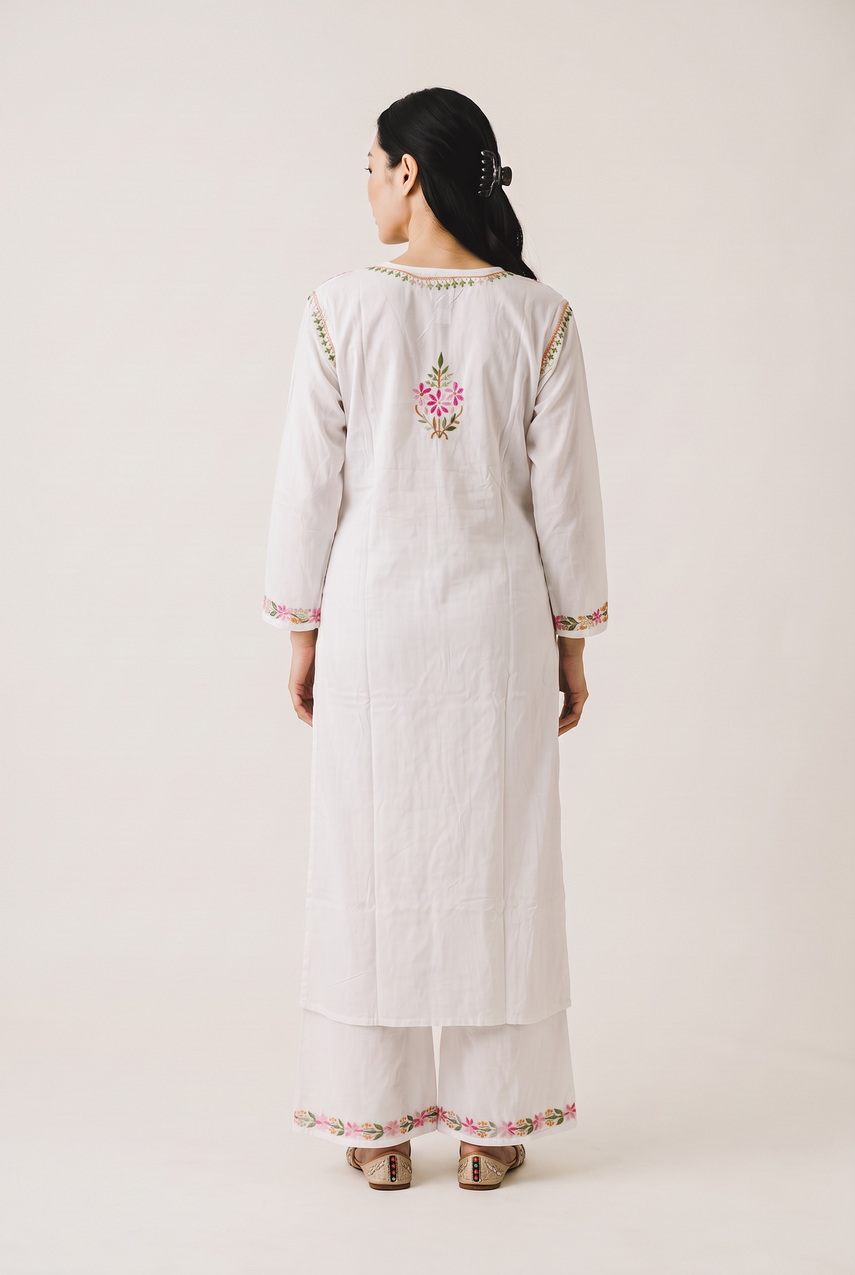 Gulnaar Premium Rayon Hand Chikankari Kurta Palazzo Set