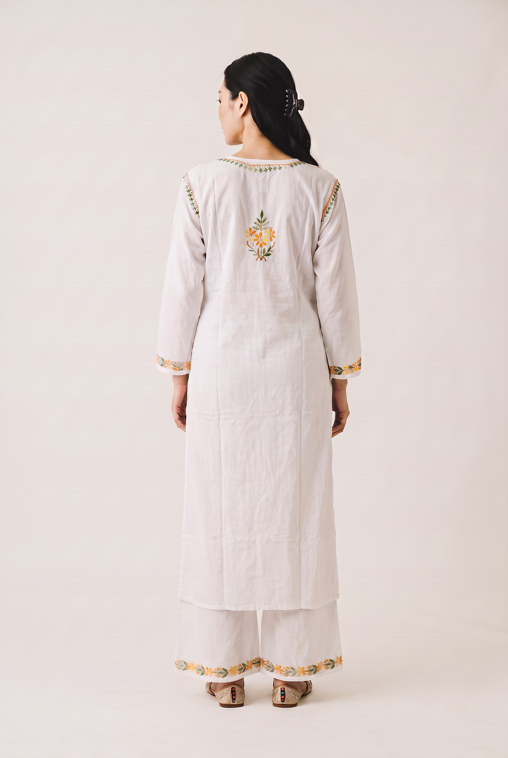Gulnaar Premium Rayon Hand Chikankari Kurta Palazzo Set