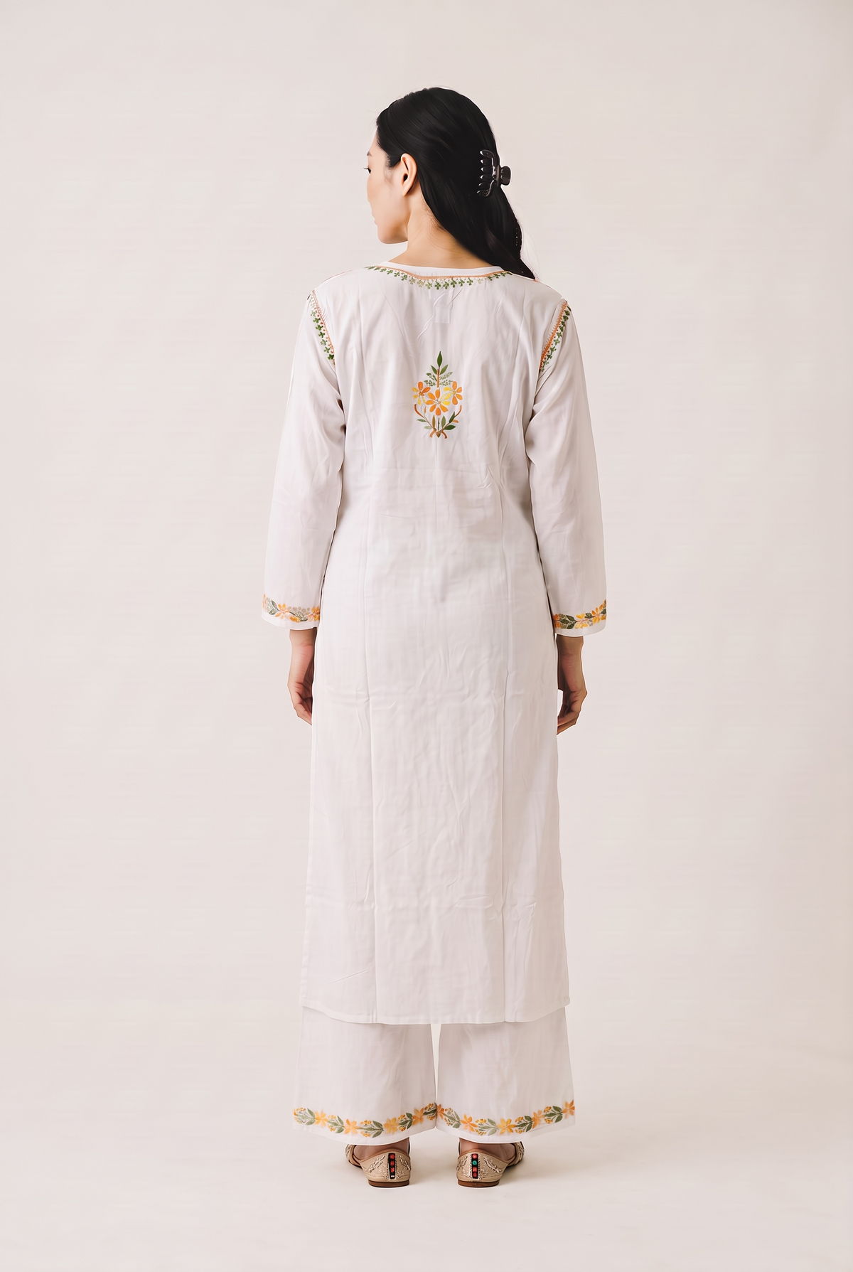 Gulnaar Premium Rayon Hand Chikankari Kurta Palazzo Set