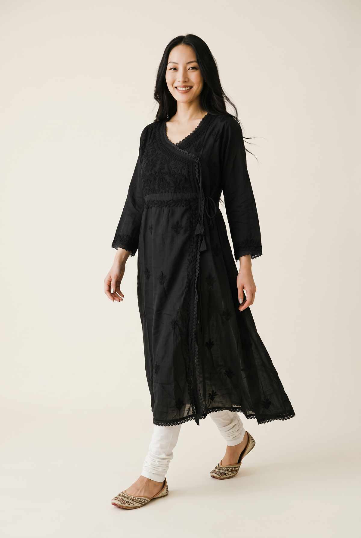 Nazakat Black Angarakha Kurta