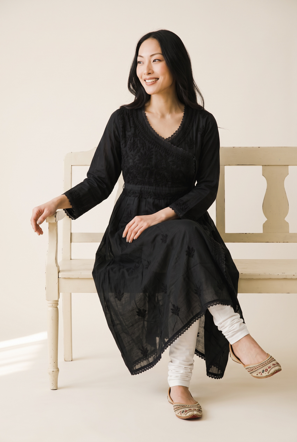 Nazakat Black Angarakha Kurta